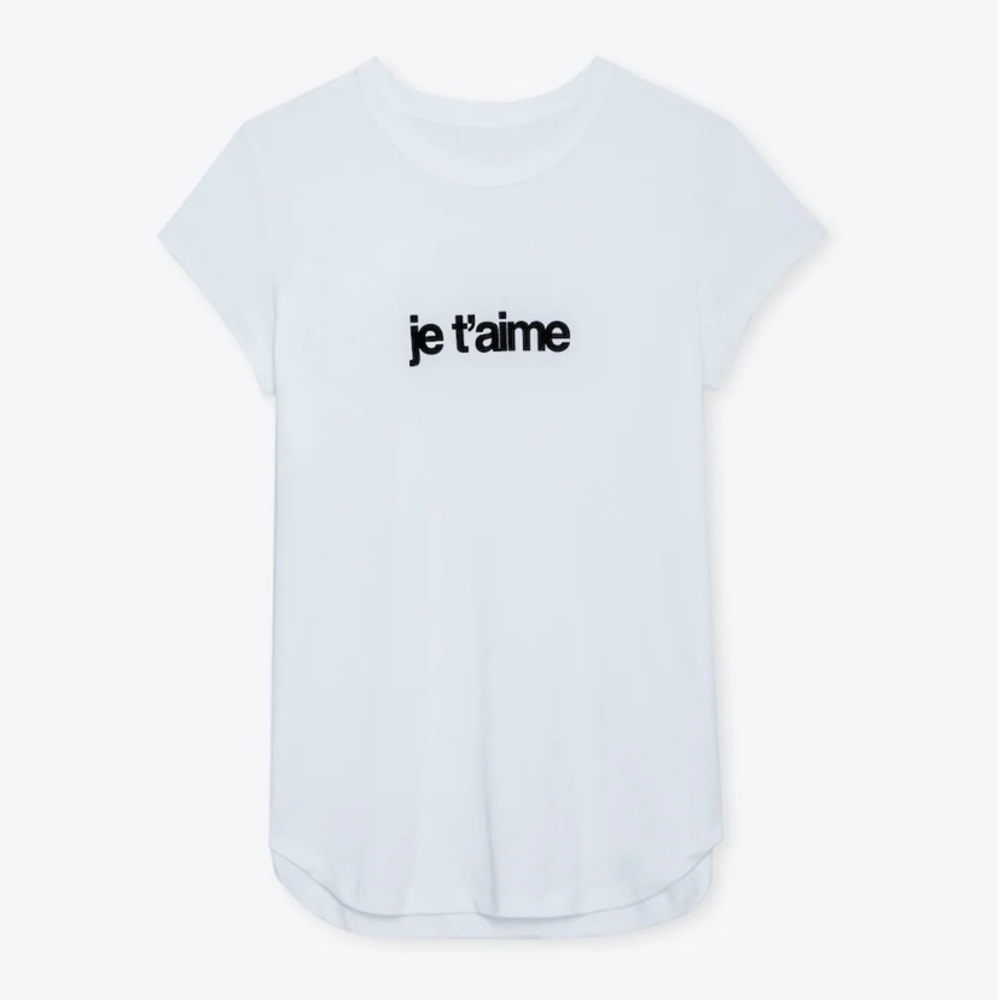 NEW - JE TAIME T SHIRT - SIZE SMALL WHITE